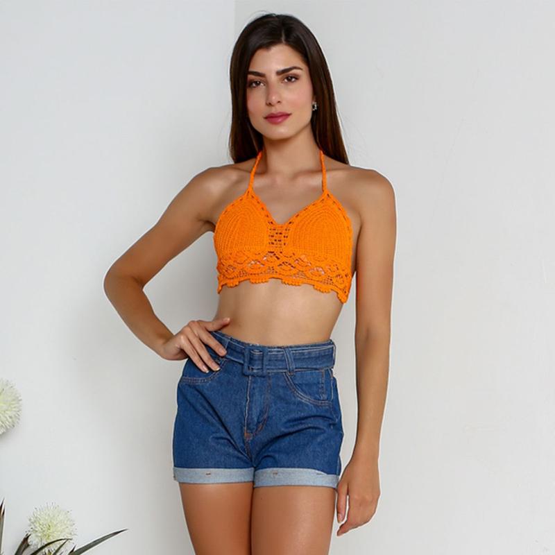 Cropped susie croche frente única feminina - Susie Modas - Blusa